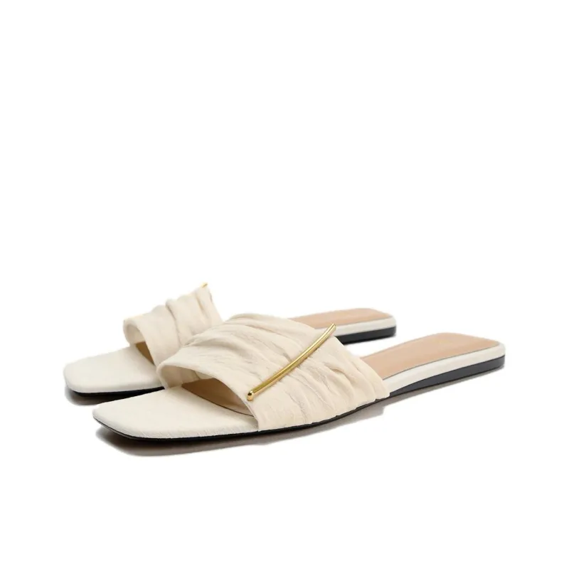 ZARA Slip-Resistant Slide Slippers Women's Light Beige Yellow-2