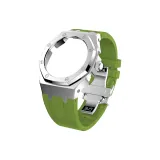 Silver Case Silver Ring Light Green Strap
