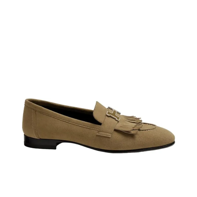 HERMES Royal Loafers Women's Brown-1