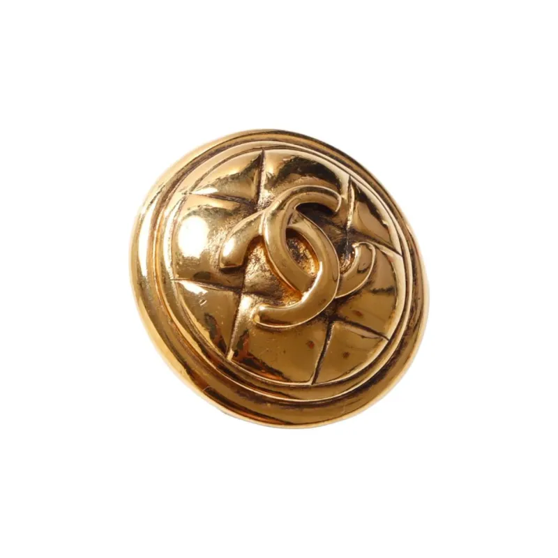 CHANEL 20th Century Plated Cc Quilted Clip On Earrings Costume Earrings-1