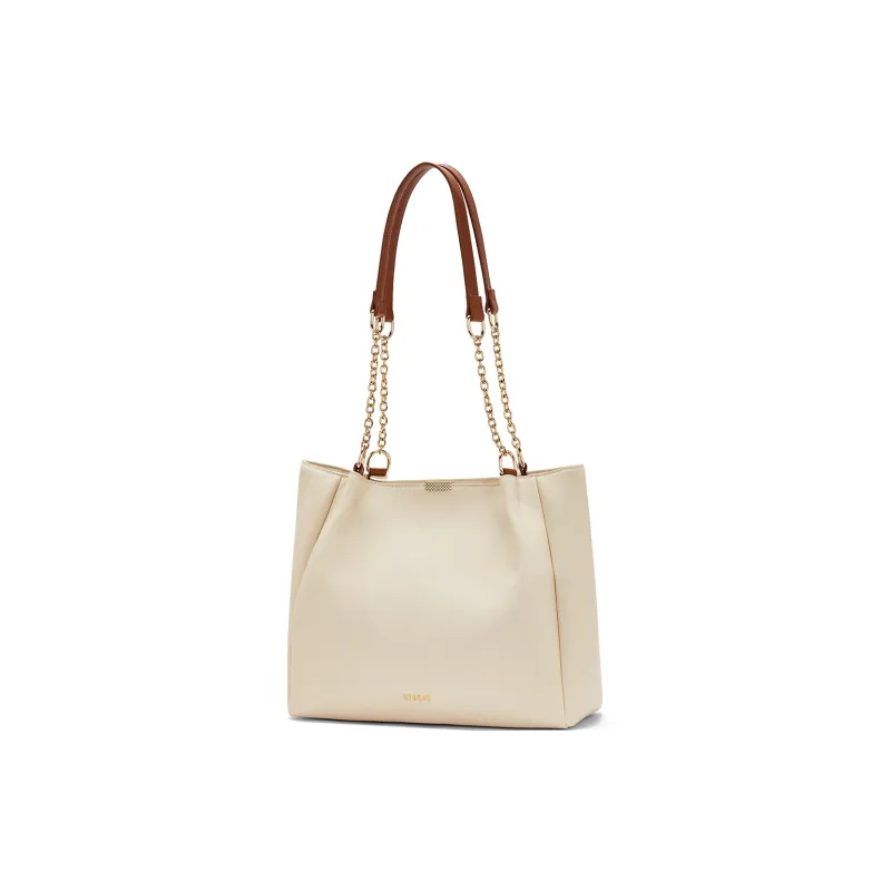 ST&SAT Synthetic Leather Handbag, Shoulder Bag Women's Brown/Pearl White-0