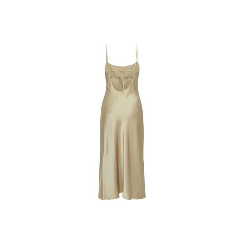 ARITZIA Wilfred Toulouse Satin Dress Slip Dresses Women's Humus Beige/Compost Beige Yellow-1