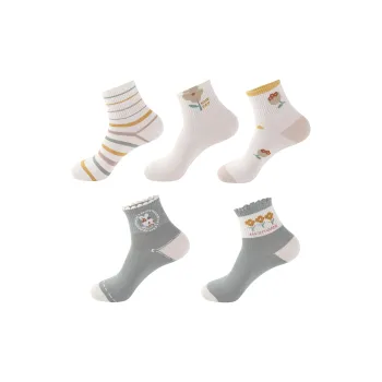 H YXIANG Mid Calf Socks Women's 5 Pack Mixed Color