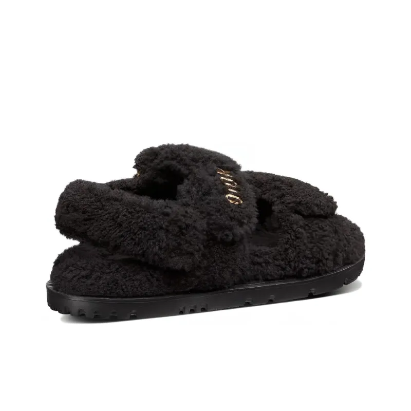 DIOR Women's DIORact Sandal 'Black Shearling'-3
