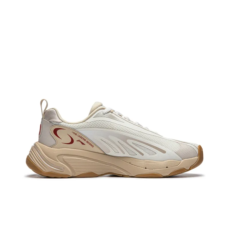 LiNing Butterfly 2K Slip Resistant Cushioning Wear Resistant Support Low Top Casual Shoes Unisex Beige-1