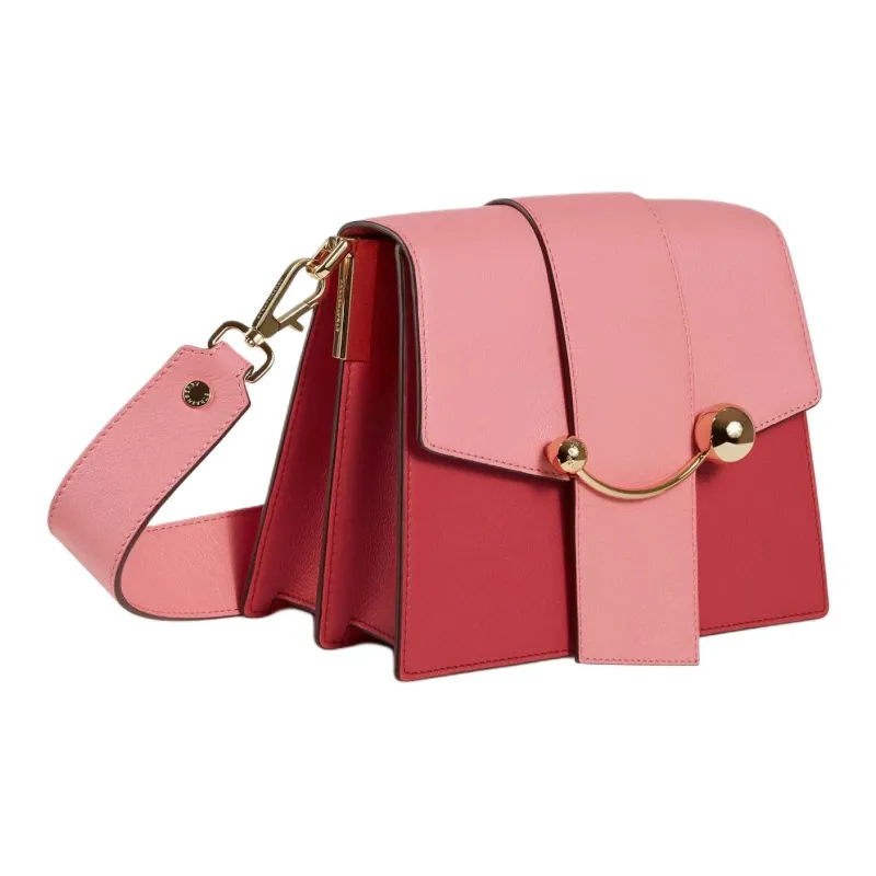 Strathberry Smooth Calf Leather Shoulder Bag Crossbody Bag Women's Raspberry Red With Candy Pink-1