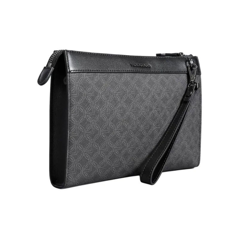 GOLDLION Top Grain Cow Leather With PVC Clutch Men's Black-1