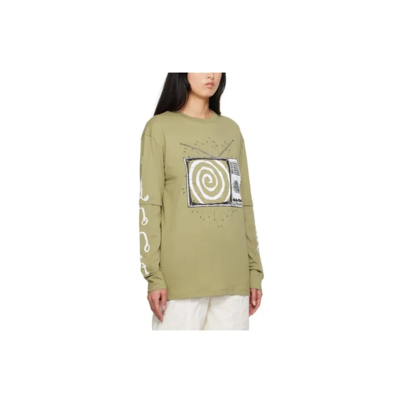GANNI T-Shirts Women's Green-2