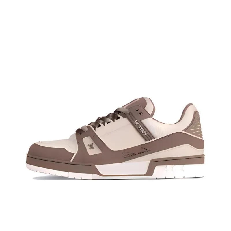 LOUIS VUITTON Trainer Low Top Skateboard Shoes Men's Taupe-0