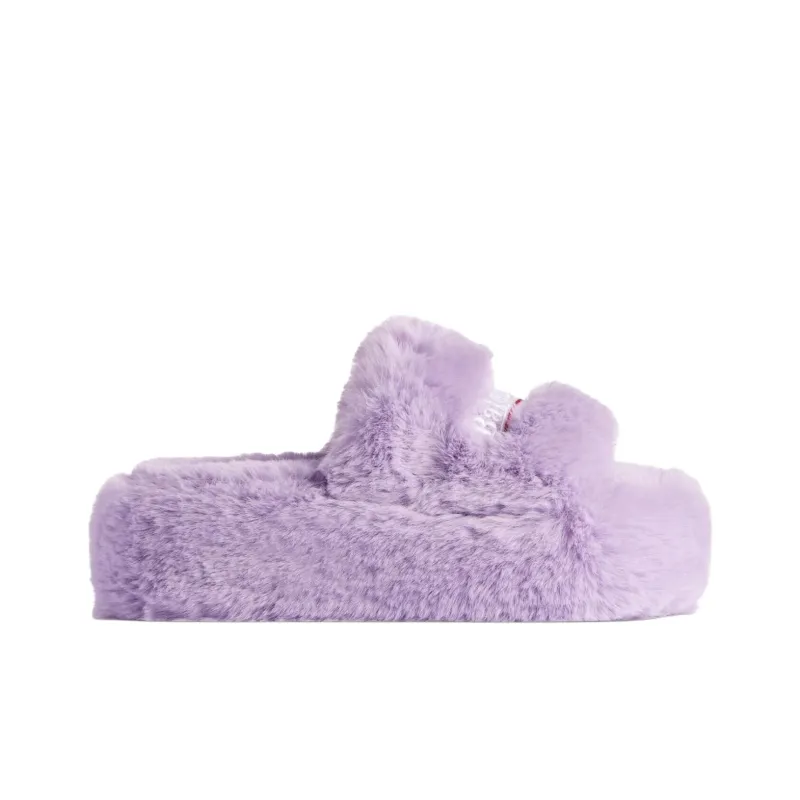 Balenciaga Furry Slide Slippers Women's Light Purple-1