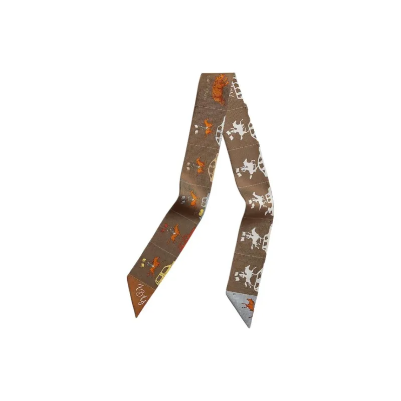 HERMES Silk Scarves Unisex Brown-0
