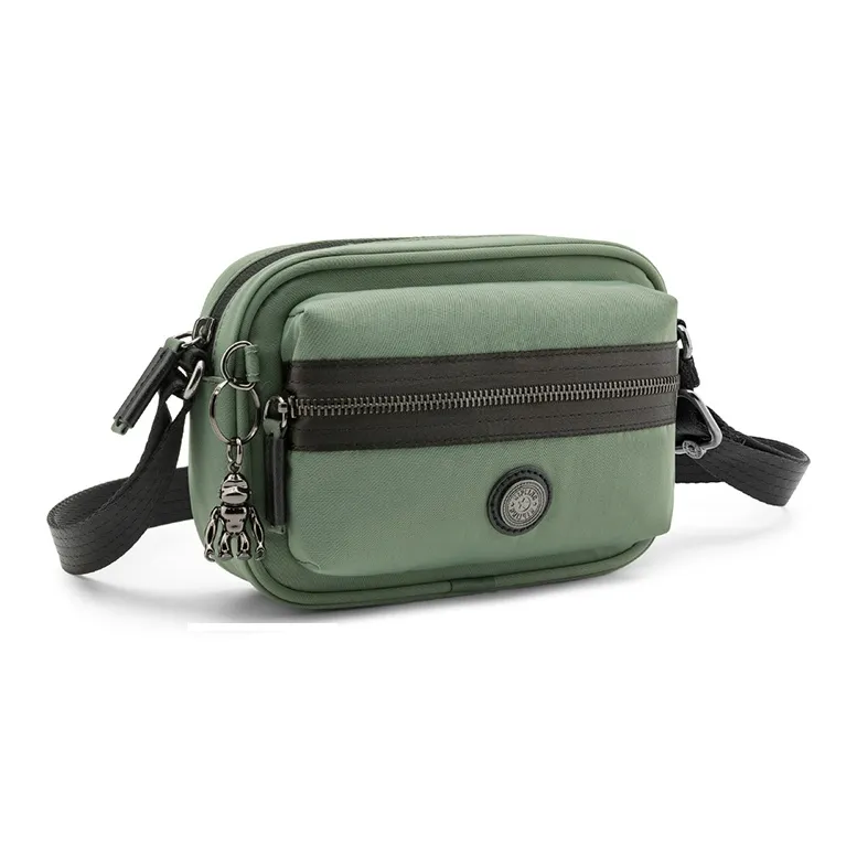 Kipling Polyamide Camera Bag, Shoulder Bag, Crossbody Bag Small Size Unisex Green Patchwork-1