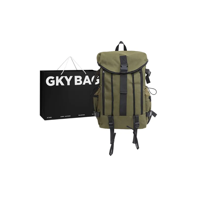 GKY Nylon Laptop Backpack Regular Unisex Black/Green/Orange/Brown-6