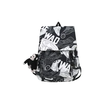 ERANGBEAR Nylon Backpack Regular Unisex Black/White/Camouflage Gray/Gray