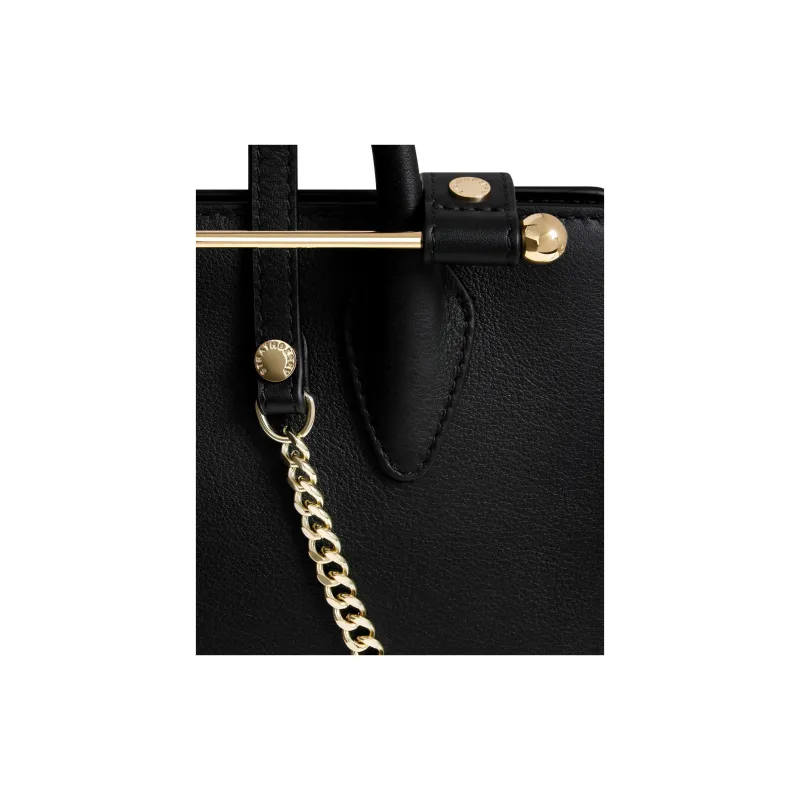 Strathberry Smooth Calf Leather Tote Bag Shopping Bag Shoulder Bag Crossbody Bag Handbag Mini Women's Black-4