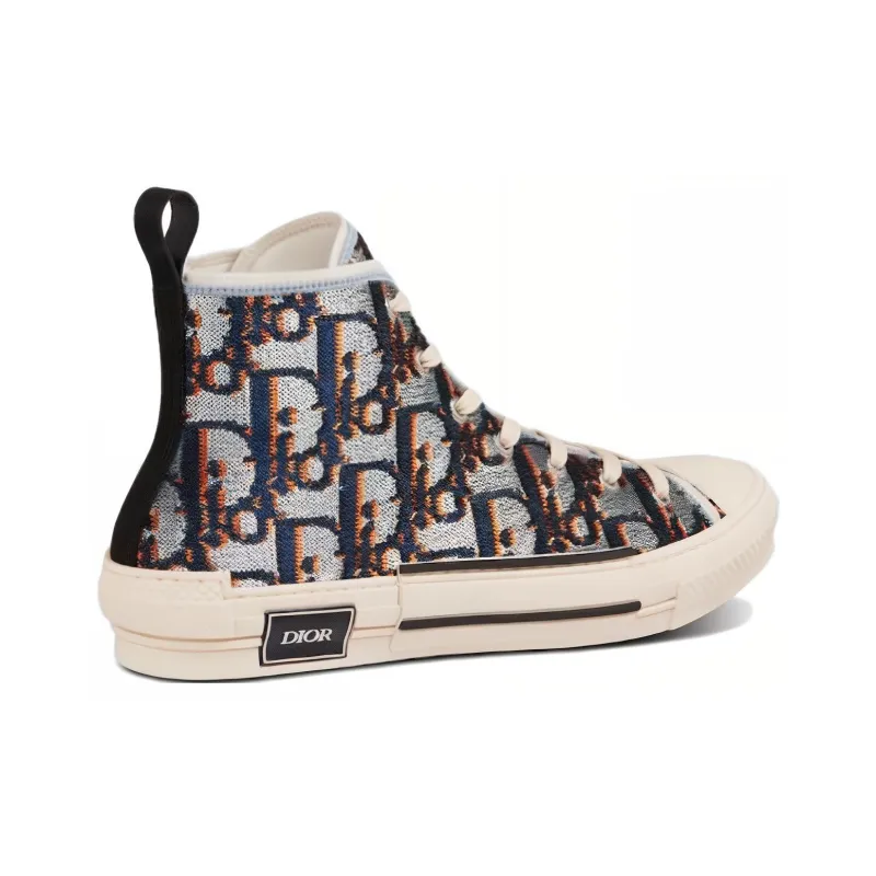 DIOR B23 High Top Stylish Skateboarding Shoes Men's Blue Silver-2