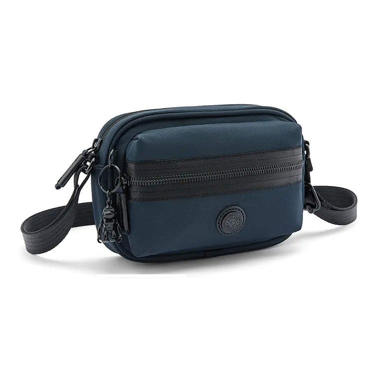 Kipling Polyamide Camera Bag, Crossbody Bag Small Size Unisex Blue Black Patchwork-1