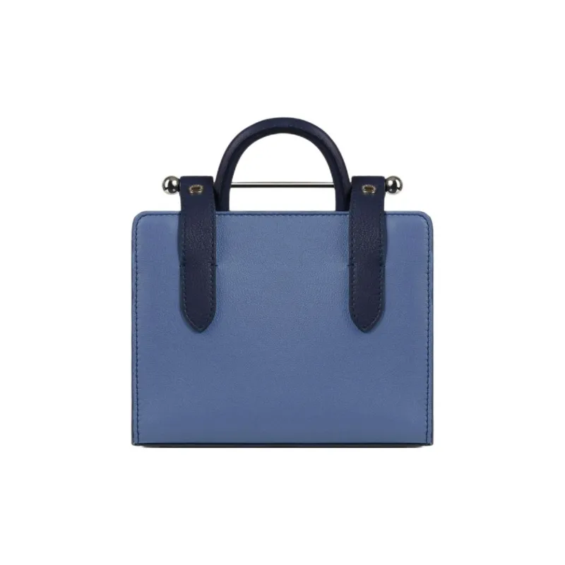 Strathberry Calfskin Shoulder Bag Crossbody Bag Handbag Nano Women's Sea Blue+Marine Blue-2