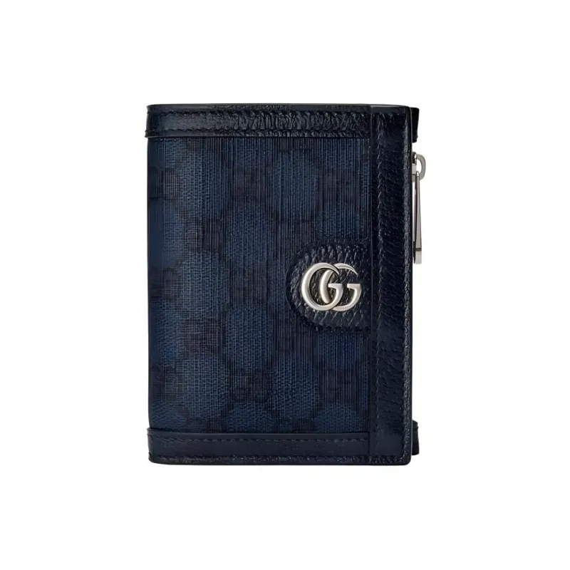 GUCCI Ophidia Canvas With Leather Card Holder Wallet Men's Dark Blue-0