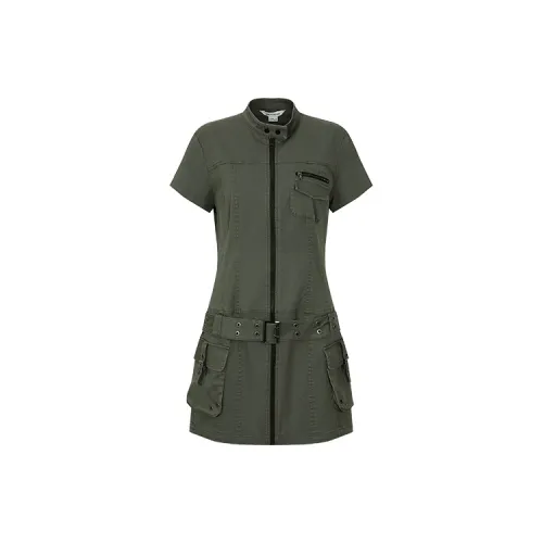 URBAN REVIVO Short-Sleeved Dresses Women's Olive Green