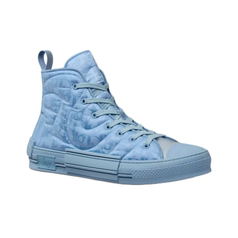 DIOR B23 High Top Erl Blue DIOR Oblique Mirage Quilted Technical Fabric With Swirl Motif-2
