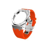 Silver Case Silver Ring Orange Strap