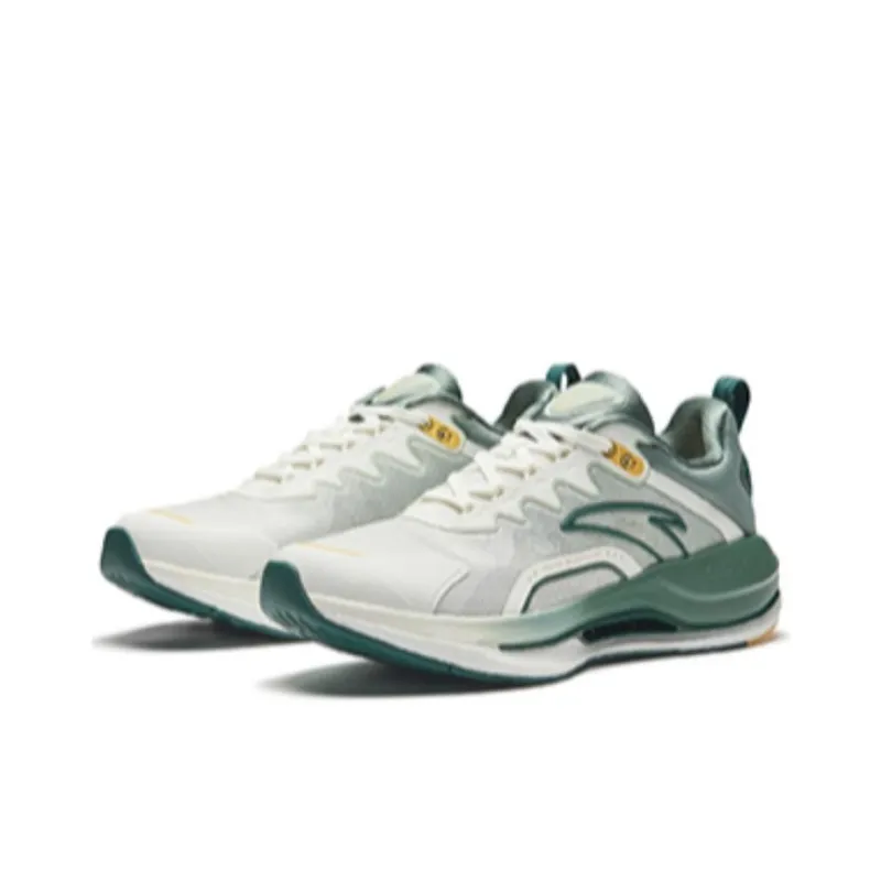 Anta Cushioned Wear Resistant Coverage Low Top Nitrogen Technology Running Shoes Men's White Green-1