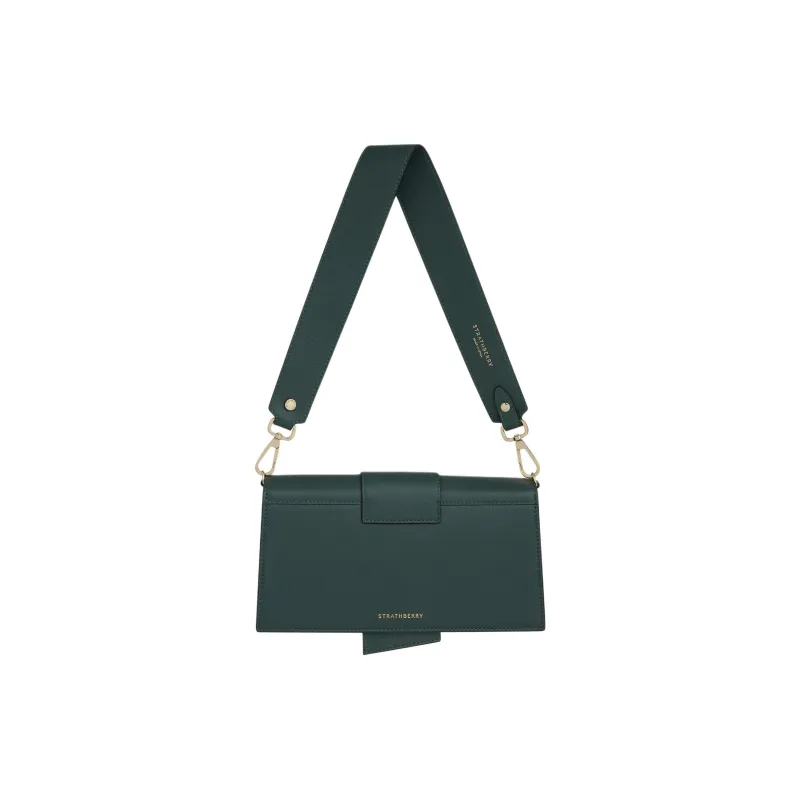 Strathberry Smooth Calf Leather Crossbody Bag Shoulder Bag Mini Women's Dark Green-2