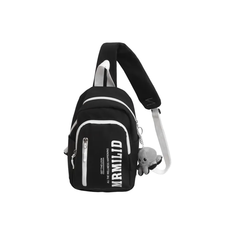 OURFUN Nylon Fabric One Shoulder Crossbody Bag, Sling Bag Regular Unisex Black/Red/Green/Blue-0