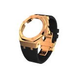 Rose Gold Bezel Black Strap