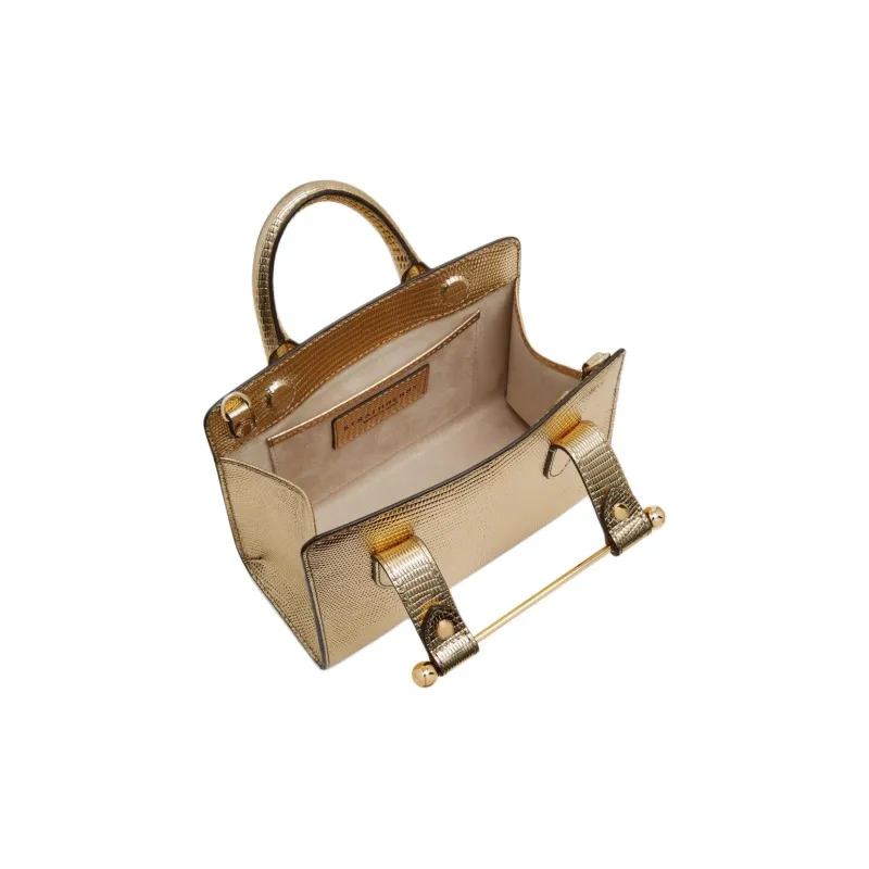 Strathberry Lizard-Grain Calfskin Tote Bag Shopping Bag Shoulder Bag Crossbody Bag Nano Women's Gold-3