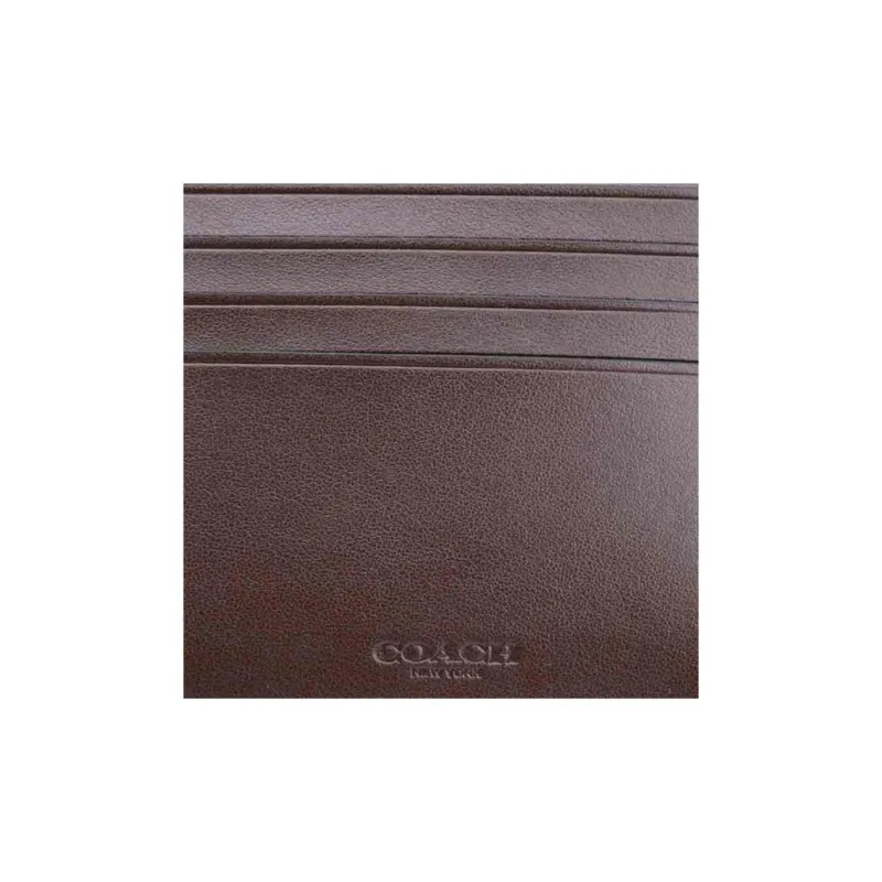 COACH Compact Leather Wallet Men's Brown-4