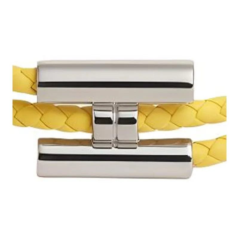 HERMES Leather Wristbands Men's Yellow-2
