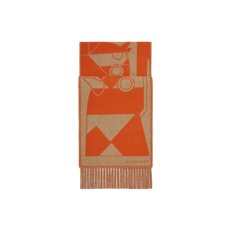 HERMES Knit Scarves Men's Brown-0