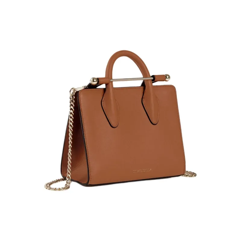 Strathberry Smooth Calf Leather Tote Bag Shopping Bag Shoulder Bag Crossbody Bag Handbag Mini Women's Brown-1