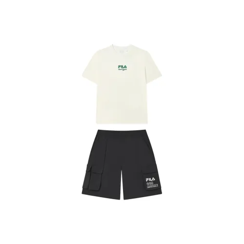 FILA Casual Sportswear Men Sweet Ivory+Black