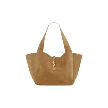 SAINT LAURENT Suede Tote Bag, Shopping Bag, Handbag, Shoulder Bag Women's Camel