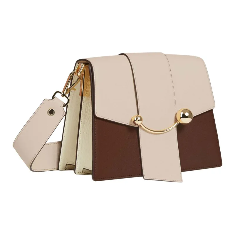 Strathberry Smooth Calf Leather Shoulder Bag Crossbody Bag Women's Oatmeal Multicolor Chocolate Multicolor Vanilla-1