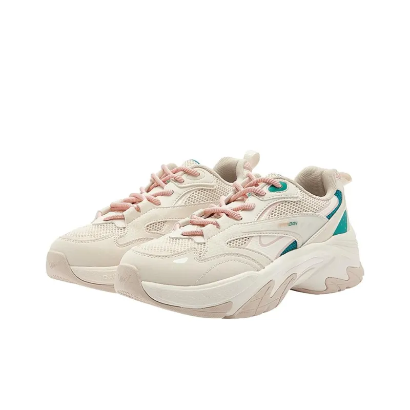 QIAODAN Low Top Chunky Sneakers Women's Apricot/Vanilla Yellow-1