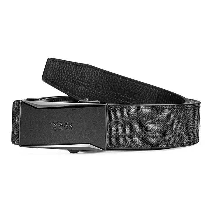FAIRWHALE Vintage Pattern Automatic Buckle Casual Belt PVC Leather Belts Men's Width 3.5CM-4