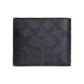 COACH Compact Leather Wallet Men's Brown