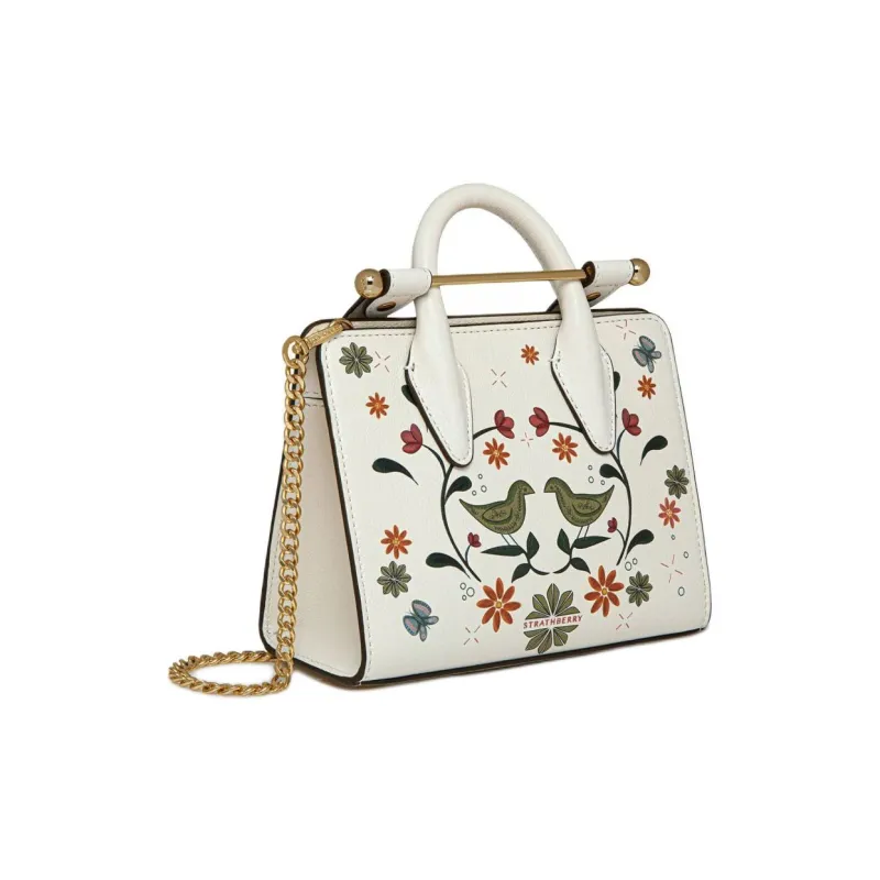 Strathberry Smooth Calf Leather Tote Bag Shopping Bag Shoulder Bag Crossbody Bag Handbag Mini Women's Oatmeal Beige-1