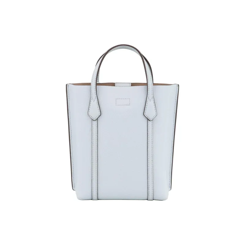 TORY BURCH Perry Embossed Leather Tote Bag, Shopping Bag, Shoulder Bag, Crossbody Bag, Handbag Mini Women's Light Blue-1