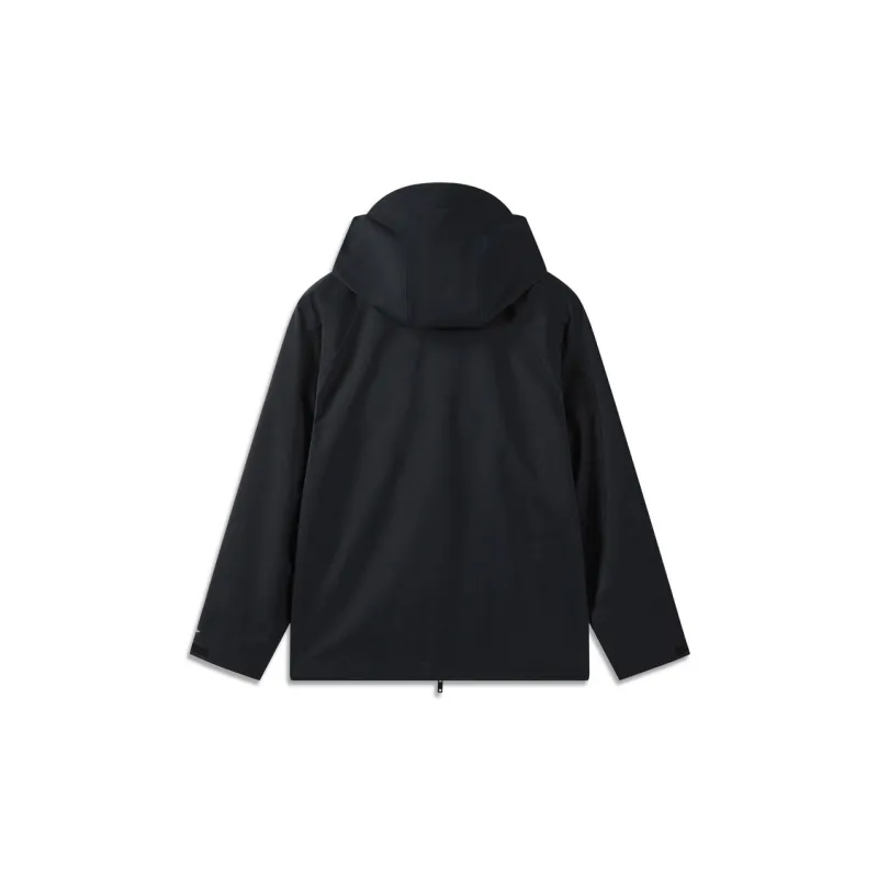LiNing Windproof Outdoor Hiking Hard Shell Windbreaker Jacket Unisex Black-3