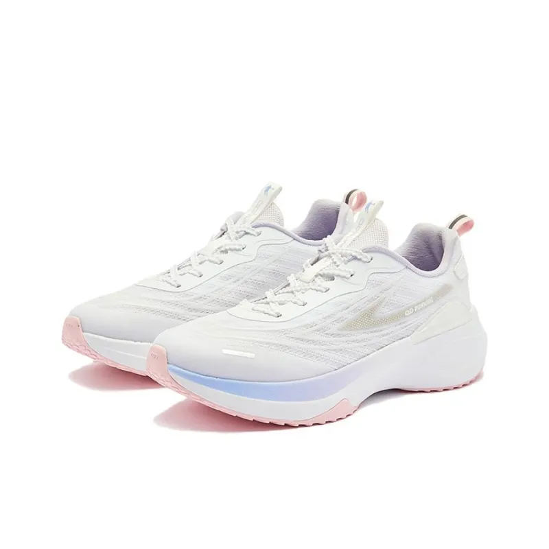 QIAODAN Star Joy Cushioning Breathable Low Top Casual Running Shoes Women's White Pink-1