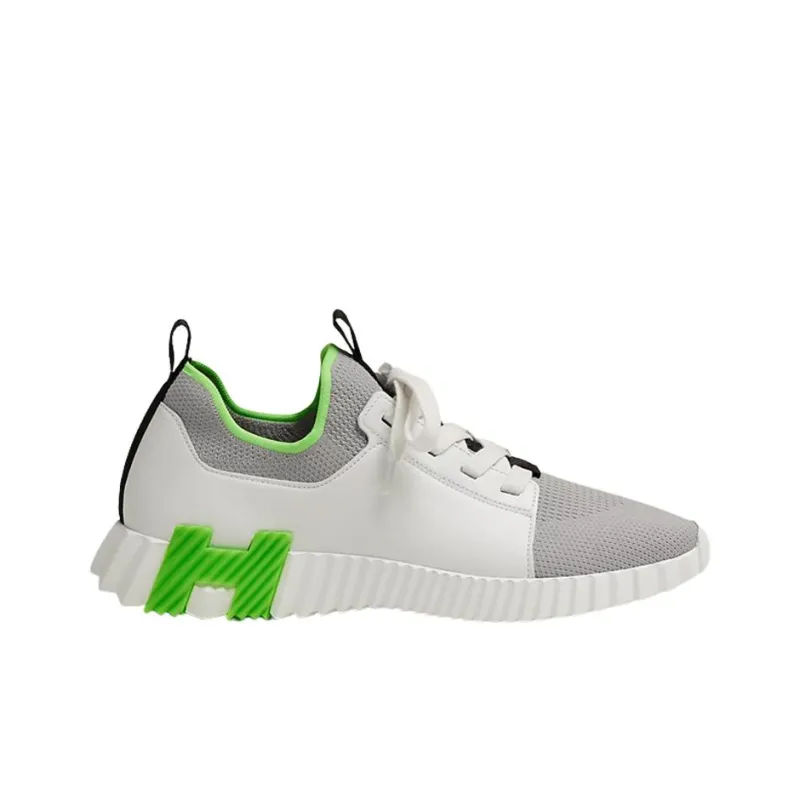 HERMES Abrasion Resistant Low Top Casual Shoes Men's White Gray Green-1