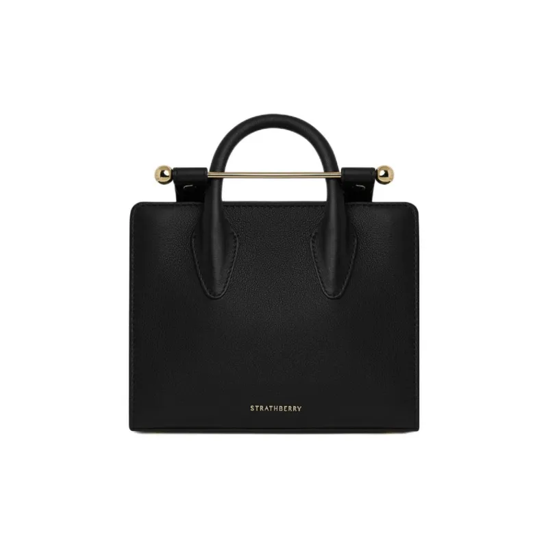 Strathberry Smooth Calf Leather Tote Bag Shopping Bag Shoulder Bag Crossbody Bag Handbag Mini Women's Black-0