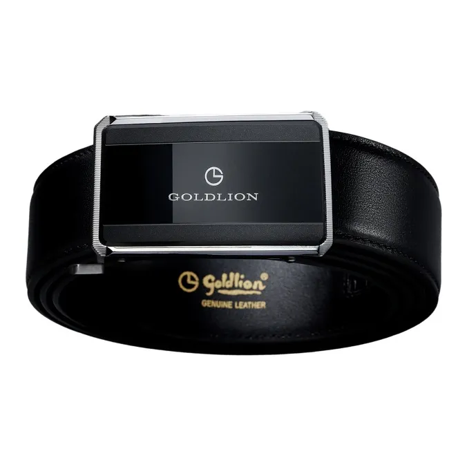 GOLDLION Automatic Buckle Belt Top Grain Cow Leather Belts Men's Width 3.5CM-1