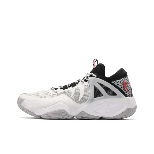 QIAODAN Uh-huh Basketball Shoes Men Mid-Top Jordan White/Black