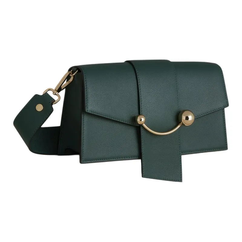 Strathberry Smooth Calf Leather Crossbody Bag Shoulder Bag Mini Women's Dark Green-1